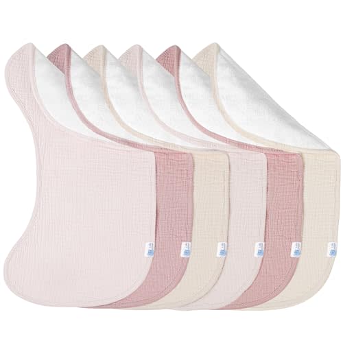 lulumoon Muslin Burp Cloths for Babies: 100% Soft Cotton Large Burping Cloths - Neutral Baby Burp Rags for Boy and Girl - Absorbent Burp Cloth for Spit-Ups 6 Pack