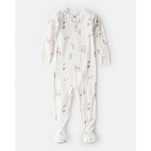 Baby Dog Print 2-Way Zip PurelySoft Pajamas - White | Carter's