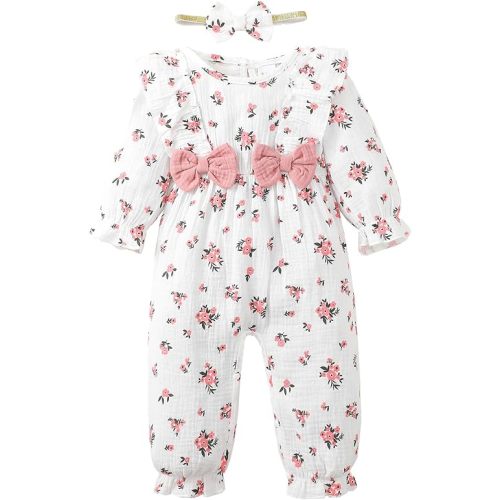 SUNNY PIGGY Newborn Baby Girl Clothes Baby Girl One Piece Romper Fall Winter Long Sleeve with Hat Sets Cute Infant Outfits