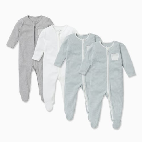 Clever Zip Baby Pajamas 4 Pack - 0-3M