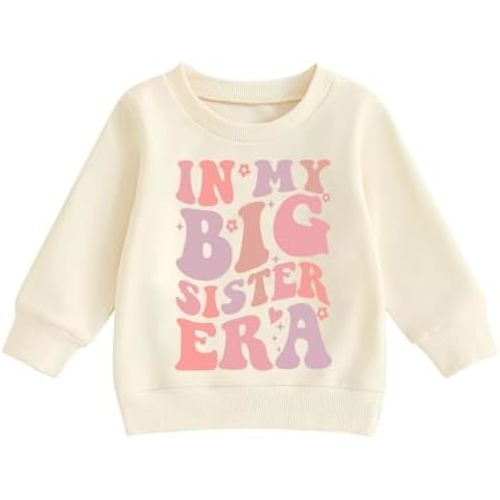 Big Sister Sweatshirt for Toddler Baby Girl Outfits Big Sis Announcement Pullover Gifts 2-7T
