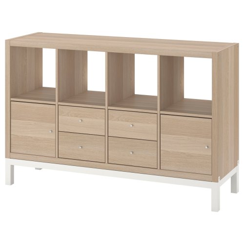 KALLAX Shelving unit with underframe - with 2 doors/4 drawers/white stained oak effect 57 7/8x37 "