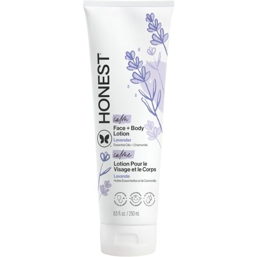 The Honest Company Hydrating Face + Body Lotion | Fast Absorbing, Naturally Derived, Hypoallergenic | Lavender Calm, 8.5 fl oz