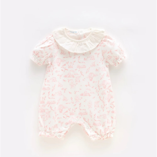 Baby Romper - Toile De Jouy/Pink