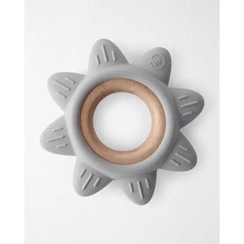 Baby Little Planet Silicone &  Wood Teether - Grey