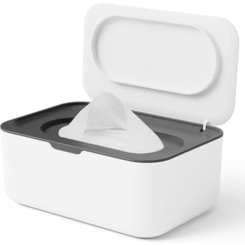 Wipes Dispenser, Wipe Holder for Baby & Adult, Seposeve Refillable Baby Wipe Container, Keeps Wipes Clean. Non-Slip, Easy Pull Wipes Pouch Case, Grey