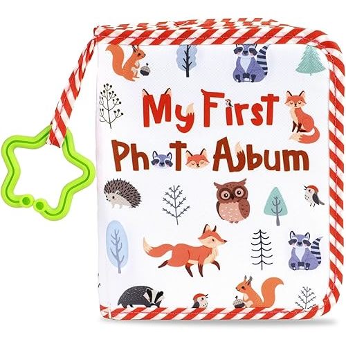 Baby's My First Family Album Soft Photo Cloth Book Animal My First Book of Photos Baby Memory Album Gift Holds 4x6 Pictures for Babies Newborn Toddler & Kids Baby Shower