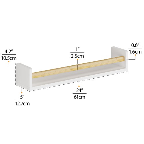 Wallniture Madrid Kidsroom Shelves, Nursery Decor Toy Storage, 24", White, Set of 3
