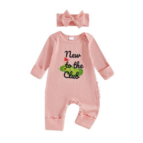 Karoyedx Baby Romper Infant Baby Girl Fall Outfit Sweatshirt Romper Long Sleeve Jumpsuit and Heaband Newborn Clothes Pink Size,0-3 Months