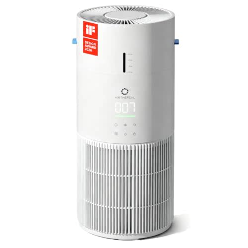 AIRTHEREAL 2-in-1 Air Purifier & Humidifier for Large Room Up to 1200 ft² | iF Design Award 2026, 3-Stage Filters, Air Quality Monitor and Quiet Sleep Mode, Evaporative Humidifier with Hygrometer