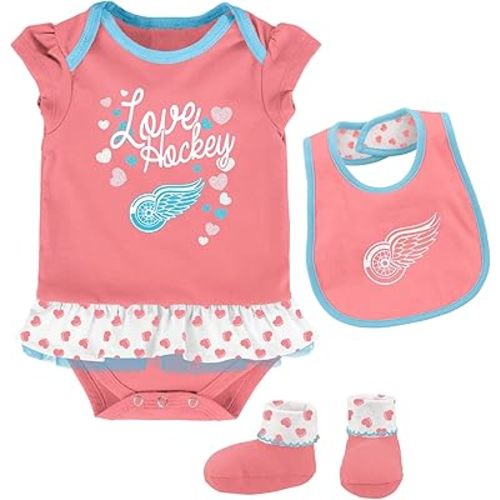 Outerstuff NHL Infant Girls (12M-24M) Pink Hearts Love Hockey Clothing Set