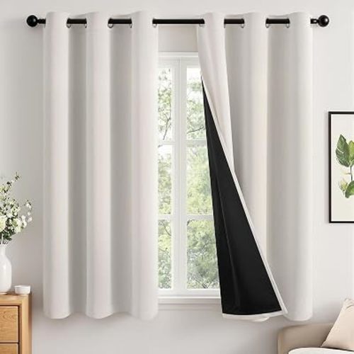 MIULEE Cream 100% Blackout Curtains for Bedroom 40x63 Inch Long