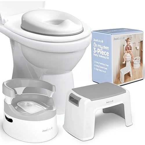 Jool Baby 3-Piece Potty Training Kit - Includes Toddler Potty Chair, Potty Seat for Toilet & Step Stool