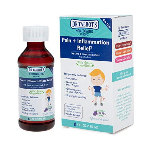 Dr. Talbot's Pain + Inflammation Relief Liquid Medicine for Children, Includes Syringe, Grape Juice Flavor, 4 Fl Oz