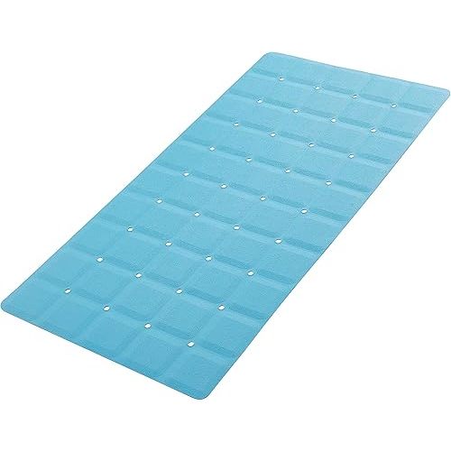 Foldable Silicone Bathtub Mat: Jumbo Size Heavy Duty Safety Bath Mat for Tub Without Suction Cups Non Slip Bath & Shower Mat for Textured, Reglazed, Refinished Tub (Blue, 35.8 x 17.7)