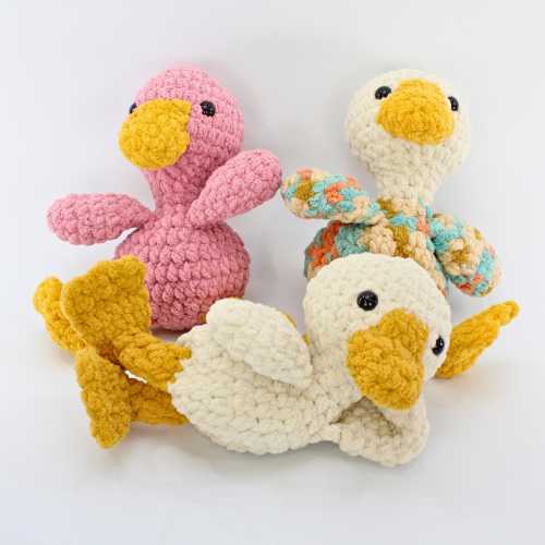 Handmade Chenille Crochet Duck Plush Toy: Soft Amigurumi Snuggler Animal