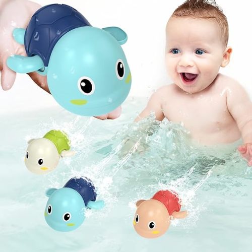 Exorany Bath Toys for Toddlers 1-3, Wind Up Bath Tub Toddler Toys Gifts for 1 2 3 4 Year Old Boys Girls, Baby Bathtub Pool Water Toys, Cute Floating Swim Turtles for Toddlers Age 1-2 2-4