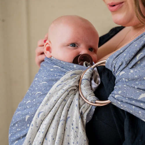 Celeste Ring Sling Baby Carrier - Starry Blue Linen | hope&plum