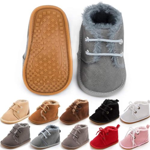 Meckior Baby Booties Newborn Infant Unisex Baby Girls Boys Velvet Rubber Anit-Slip Sole Shoes Toddler Fleece Cozy Winter Warm Prewalker Boots