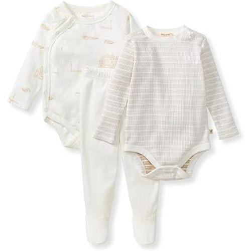 Burt's Bees Baby Unisex 3-Piece Bodysuit and Pant Set, 100% Organic Cotton Infant Outfit