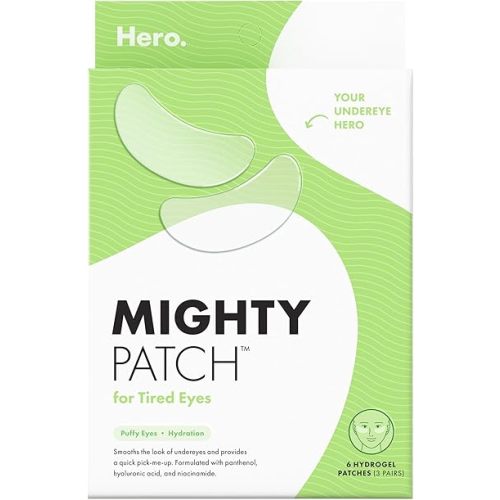 HERO COSMETICS Mighty Patch™ for Tired Eyes Patches - Soothing Hydrogel Patches - Awakens and Visibly De-puffs Undereyes with Multiple Applications (6 Count)