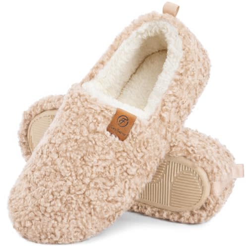 EverFoams Women’s Soft Curly Slippers Memory Foam Lightweight House Shoes | Gift-ready, Wool-like, Warm Polar Fleece Lining, Non-Slip, Indoor Cozy Loafer, Fall Winter Slippers, Machine Washable
