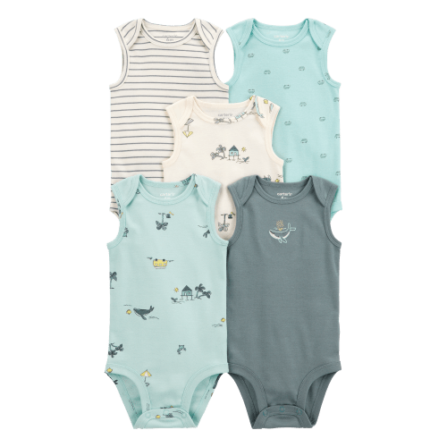Baby 5-Pack Ocean Print Sleeveless Bodysuits - Carter's | Carter's