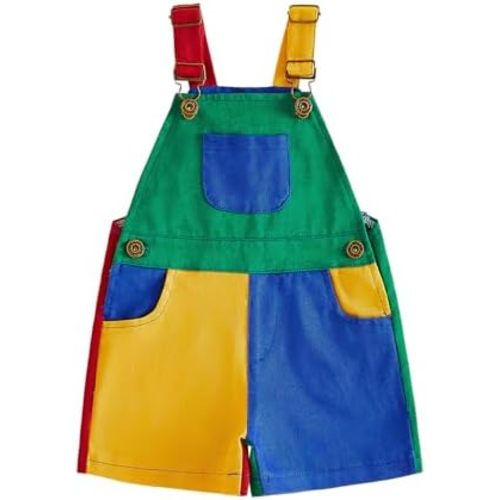Fernvia Toddler Kids Baby Girl Boy Contrast Color Overalls Shorts Clothes 2T 3T 4T Adjustble Shoulder Strap Jumpsuit Workwear