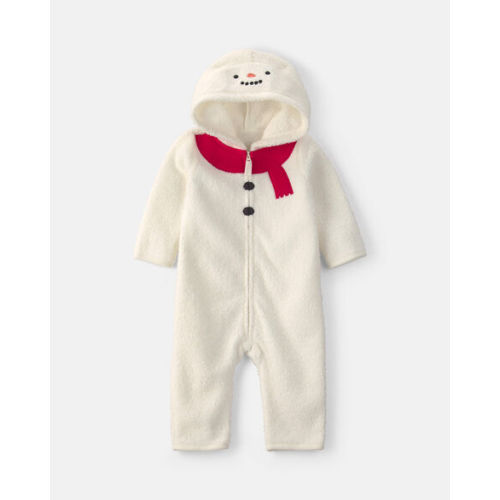 Baby Snowman Fleece Long-Sleeve Jumpsuit - Cream | Carter's