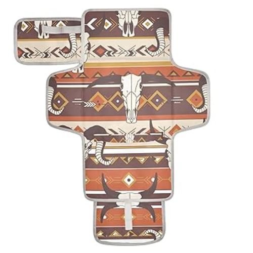 Western Aztec Portable Diaper Changing Pad - Waterproof Foldable Baby Diaper Changing Pad with Built-in Pillow, Travel Diaper Changing Mat for Newborn Baby