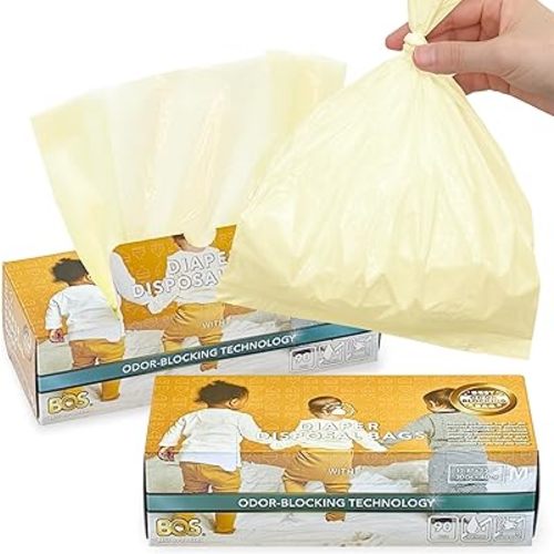BOS, Odor-Locking Diaper Disposal Bags, Made in Japan, Unscented Smell Blocking Technology[Medium] (Pack of 2)