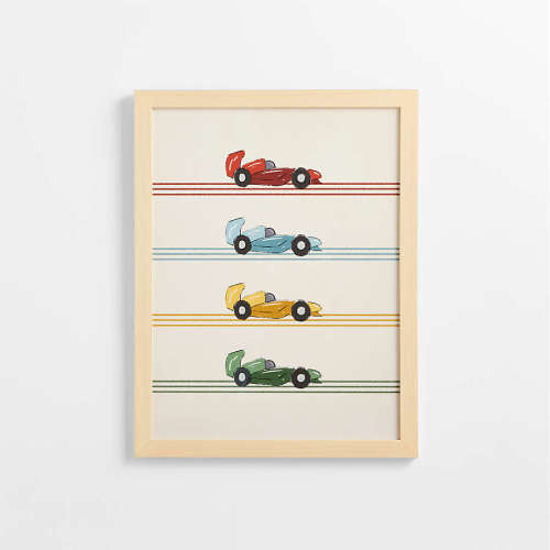 Race Car Line Up Wall Art Print