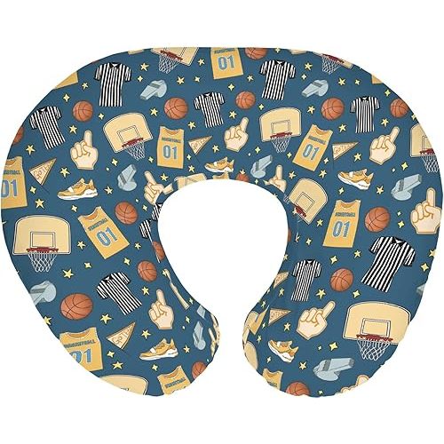 Basketballs Baby Nursing Pillow Covers for Boy Girl Basketballs Fan Stars Suits Nursery Pillowcase for Breastfeeding Pillows Outdoor Sports Lovers Gift Soft Stretchy Slipcover for Newborn Infant