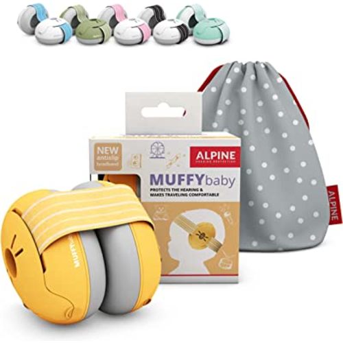 Alpine Muffy Baby Ear Protection for Babies and Toddlers up to 36 Months - CE & ANSI Certified - Noise Reduction Earmuffs - Comfortable Baby Headphones Against Hearing Damage & Improves Sleep - Yellow