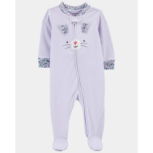 Baby Girl Bunny Loose Fit Long-Sleeve Sleep & Play Pajamas - Purple | Carter's