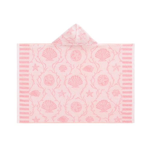 Seashells Plush Jacquard Baby Beach Hooded Towel UPF 50+