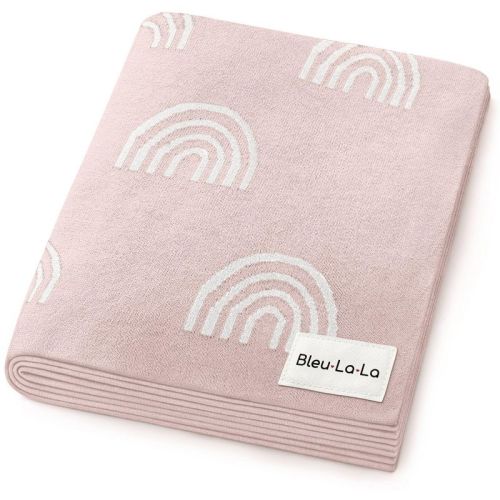 Bleu La La 100% Luxury Cotton Soft Knit Swaddle Baby Blanket for Blanket for Newborns and Infants Boys and Girls - Rainbow - Pink