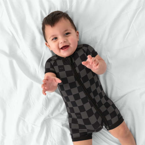 Monochrome Checks Shorty Zippy – Little Sleepies