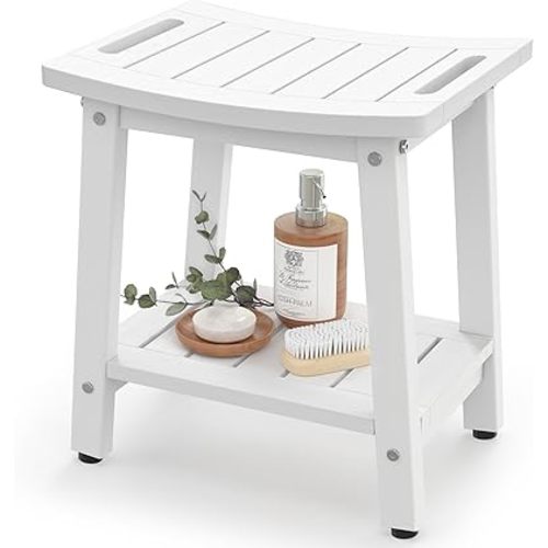 Waterproof HDPE Shower Bench for Inside Shower, Shower Stool, White