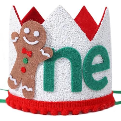Gingerbread Christmas 1st Birthday Crown - Christmas 1st Birthday Decoration,My First Christmas Birthday Decor