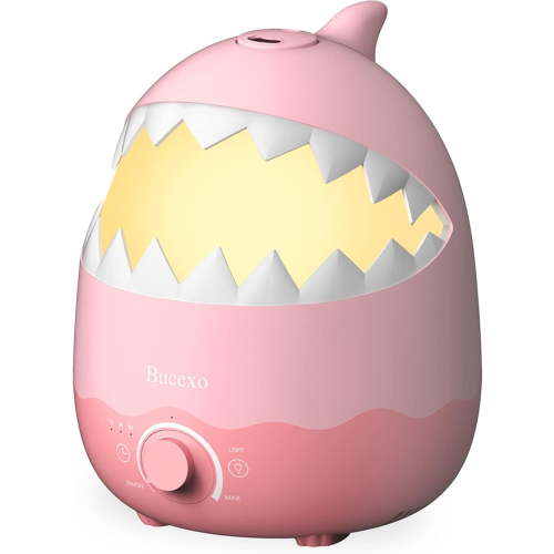 Humidifiers for Baby Bedroom, Cool Mist Humidifier for Kids Nursery, Air Humidifier with Essential Oil Diffuser and Night Light, Timer, BPA Free, 1.6L, Up to 40Hours, Shark, Ideal for baby