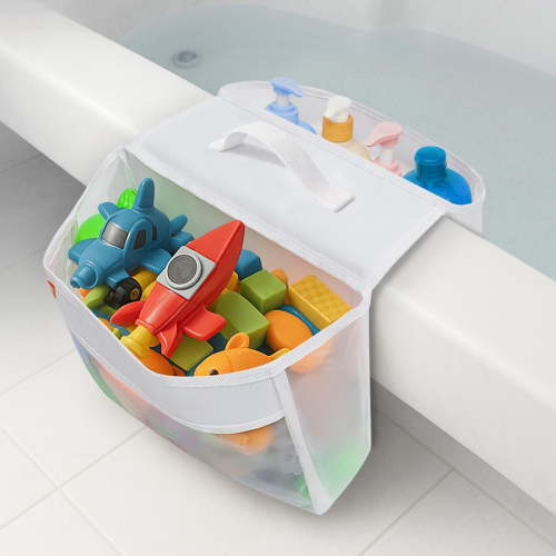 LCHOME shape 2 Compartments Bath Toy Organizer, Easy Access for Children, Wide Opening Bath Toy Holder for Drying Toys and Storage, Mesh Shower Toy Holder and Bath Tub Toy Storage Organizer for Tub.