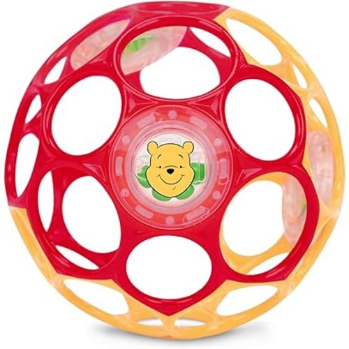 Disney Winnie The Pooh Oball Easy-Grasp Rattle by Bright Starts, Infant Toy in RedYellow, Age Newborn and up, 4 Inches