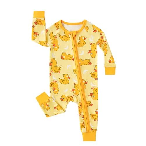 MOSSRIVER Bamboo Viscose Baby Long Sleeve Romper, Cute Pumpkin Prints Zipper Footless Jumpsuit, Toddler One-Piece Outfits