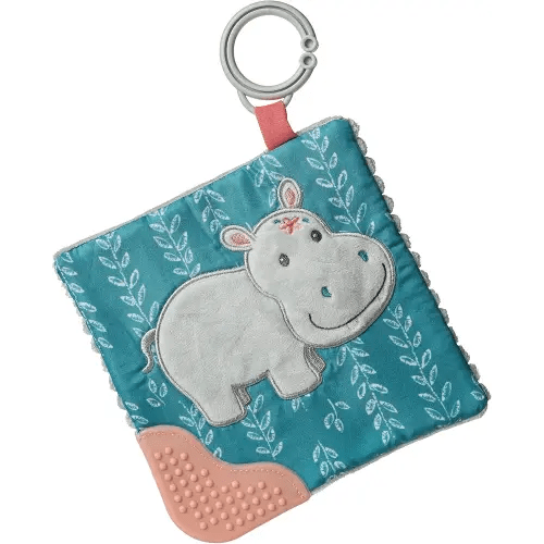 Mary Meyer Crinkle Teether Toy with Baby Paper and Squeaker, 6 x 6-Inches, Jewel Hippo