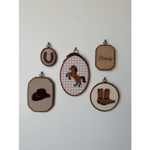 Western Nursery Wall Art Set – Horse, Cowboy Boots, Hat & Horseshoe | Handmade Western Decor | Cowboy Cowgirl Nursery | Western Wall Art