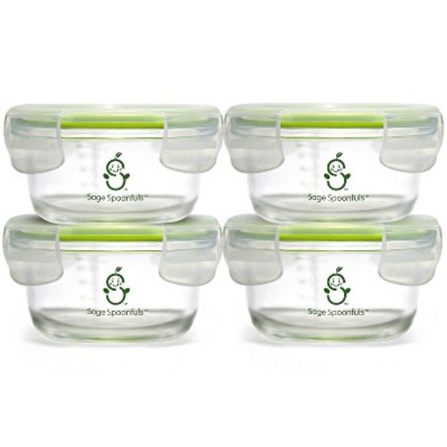 Sage Spoonfuls 4pk Durable Leakproof Glass Baby Food Storage Containers - Clear - 7oz