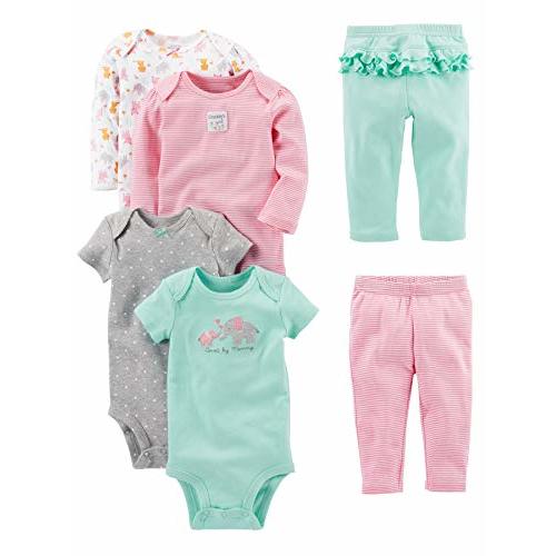 Simple Joys by Carter's Baby Girls 6-piece Bodysuits (Short and Long Sleeve) and Pants Set