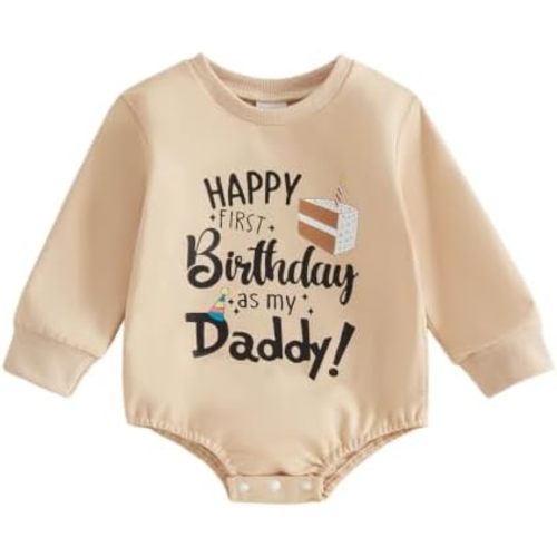 Happy First Birthday As My Daddy Mommy Baby Boy Girl Outfit Romper Shirt