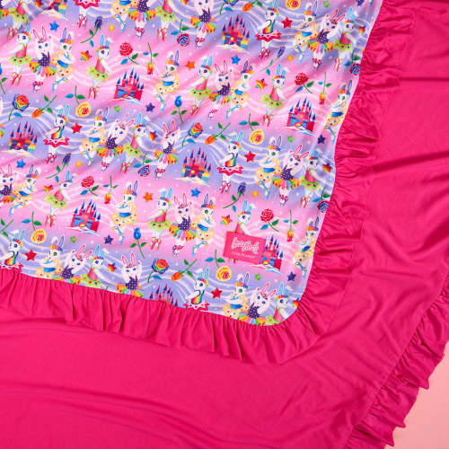 Lisa Frank® Ballerina Bunnies Ruffled Luxe Patoo® Blanket
